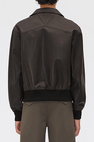 22 F/W triangle chocolate leather jacket