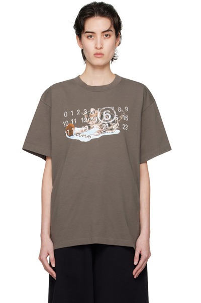 24 S/S Cat &amp; Wool-print Cotton T-shirt