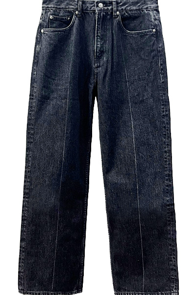 semi wide straight fit denim pants (흑청)